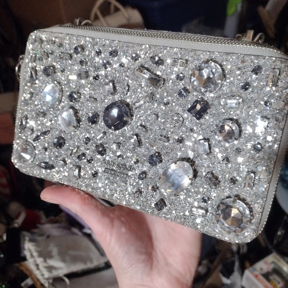 [Kate Spade] authentic metallic tinsel camera crossbody bag & matching card case - Picture 3 of 15